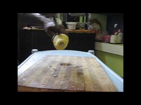 Slicing Potato with home made vegetable slicer