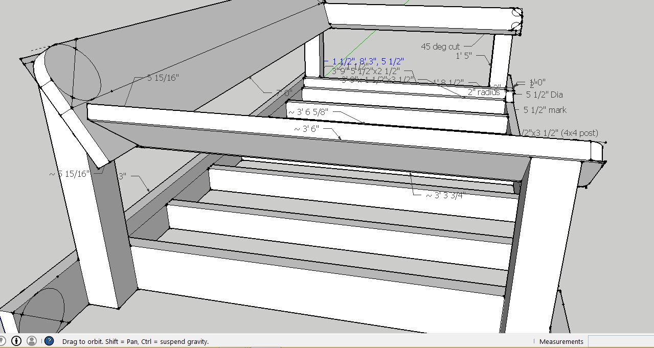 Snip front 2x6 arm rest board 3ft 6  5 8 inch long cut-left side.JPG