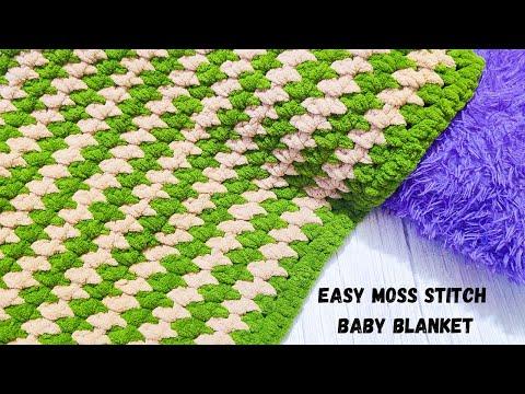 Snuggly Crochet Baby Blanket with Moss Stitch