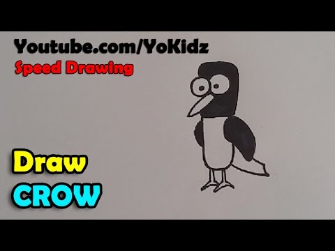 Speed Drawing of Cartoon Crow, How to draw Cartoon Crow