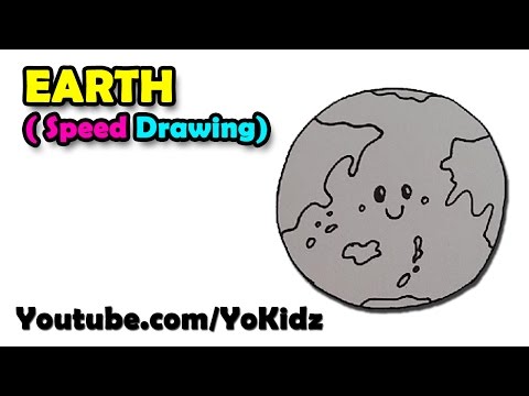 Speed Drawing or Time Lapse Drawing of cartoon earth