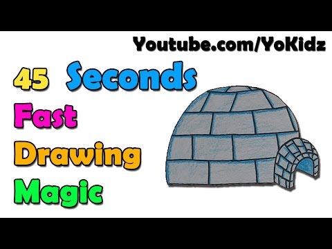 Speed Drawing or Time Lapse drawing of Igloo Step by step and easy for kids