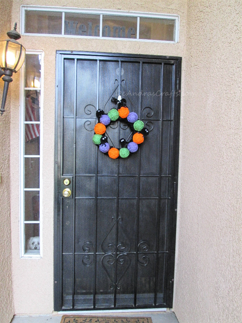 Spider Poms &amp; Yarn Ball Wreath-Door.jpg