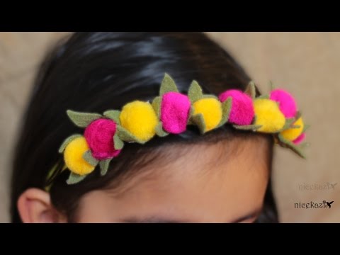 Spring floral headband: Pompom Headband DIY