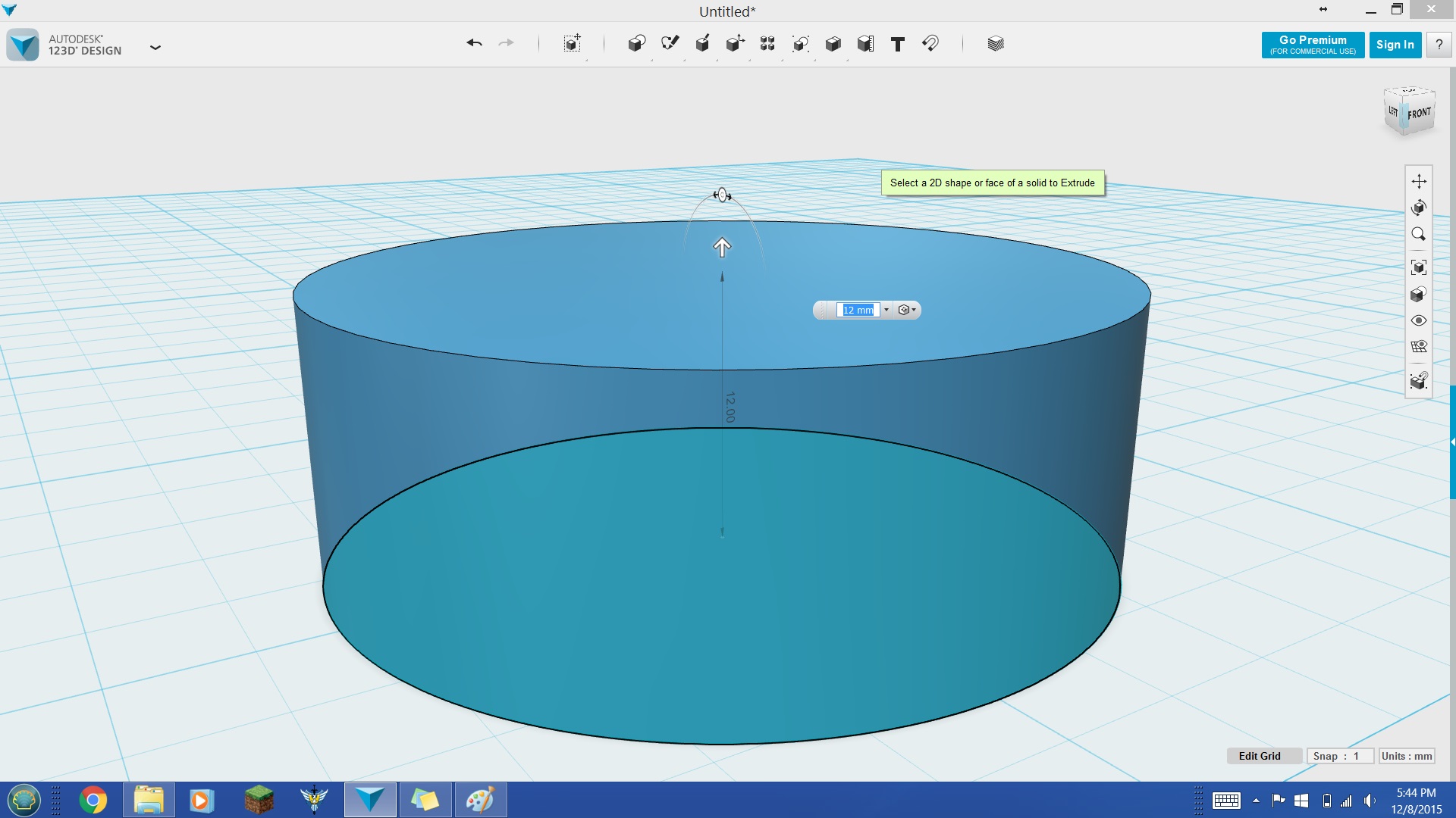 Step 3 - Circle extruded.jpg