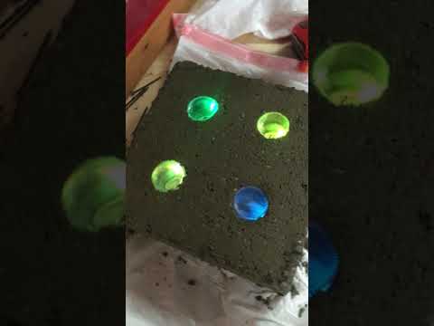 Stepping Stone with Embedded Jars with LED Blinkys