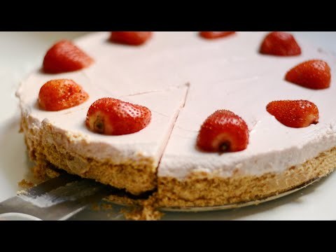 Strawberry Cheesecake Recipe - No-Bake Without Oven &amp;amp; Eggless