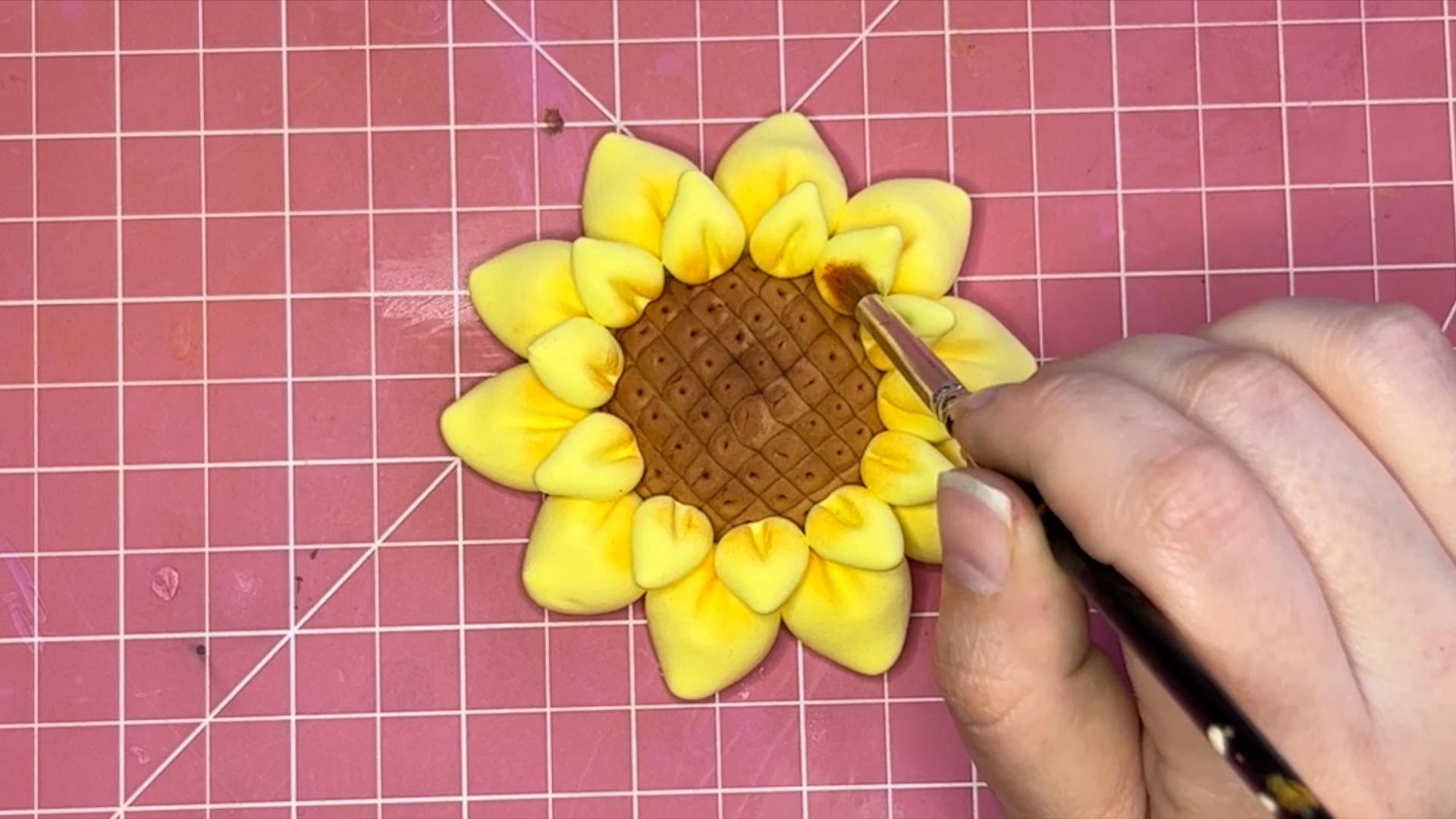 Sun Flower in process shot Humble Bees Craft tutorials shading.jpg