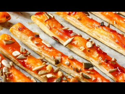 Sweet Chili Puff Pastry Breadsticks Recipe | HappyFoods Tube