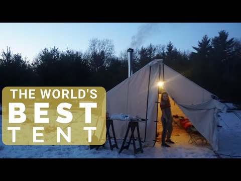 THE BEST TENT IN THE WORLD! (Winter Tent Camping &amp;amp; Setup in Freezing Weather- Wilderness Tent)