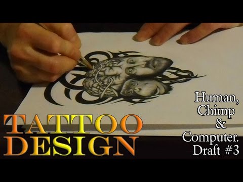 Tattoo Design - Human, Chimp &amp;amp; Computer - Draft #3