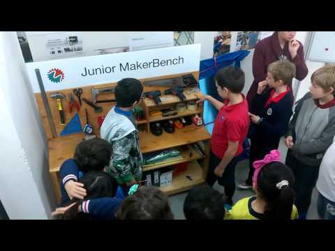 Teaching each other about the Junior MakerBench we just built