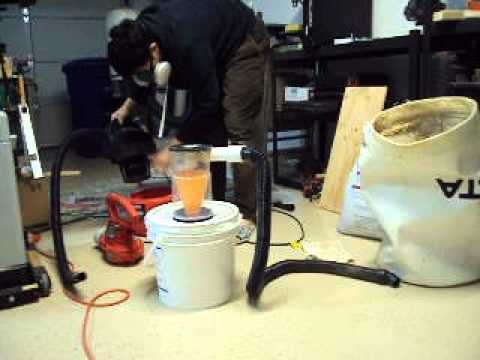 Test of Second Prototype of DIY cyclonic dust separator vacuum cleaner made from CD containers