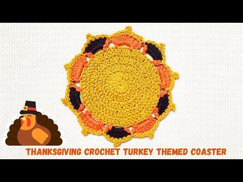 Thanksgiving Crochet Turkey Themed Coaster