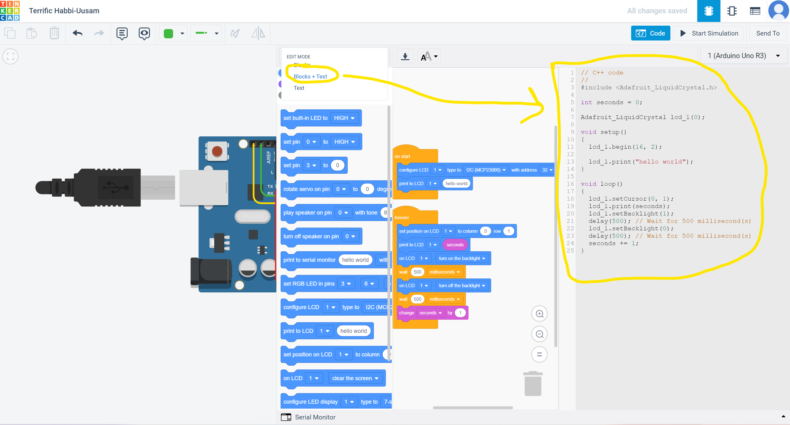 Tinkercad Screen shot Block and text code.png