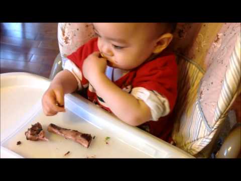 Toddler Eating BBQ Ribs