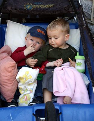 Tots Snacking in Stroller