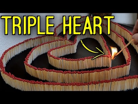 Triple Heart - matches domino reaction