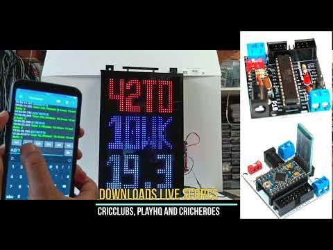 Triple color Smart phone controlled LIVE SCORE cricket scoreboard built with Arduino Scoreduino DMD