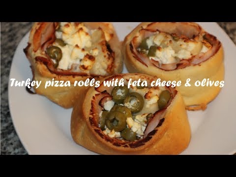 Turkey pizza rolls with feta cheese &amp;amp; olives recipe