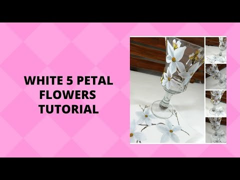 WHITE 5 PETAL FLOWERS TUTORIAL | Learn To Paint | Easy | Relaxing | Aressa1 | 2020