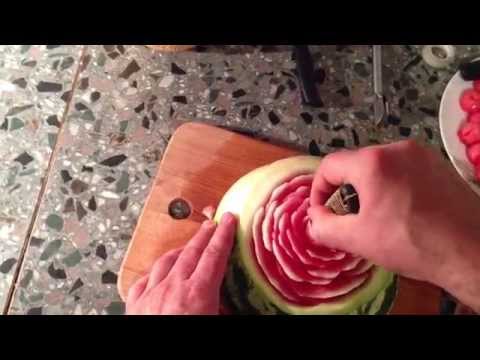 Watermelon Rose Carving - How to Turn Watermelon Into a Flower