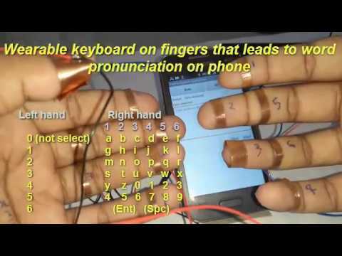 Wearable keyboard on fingers that leads to word pronunciation on phone