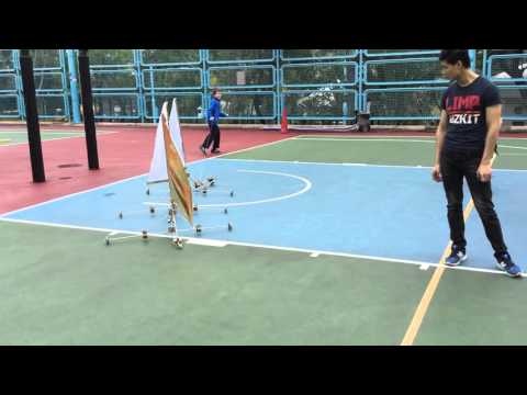 Windtrain umbrella test basketball ground