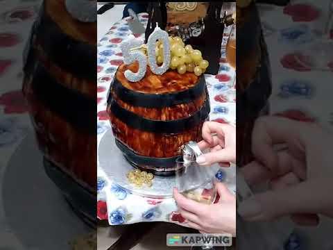 Wine Barrel Cake With A Working Tap