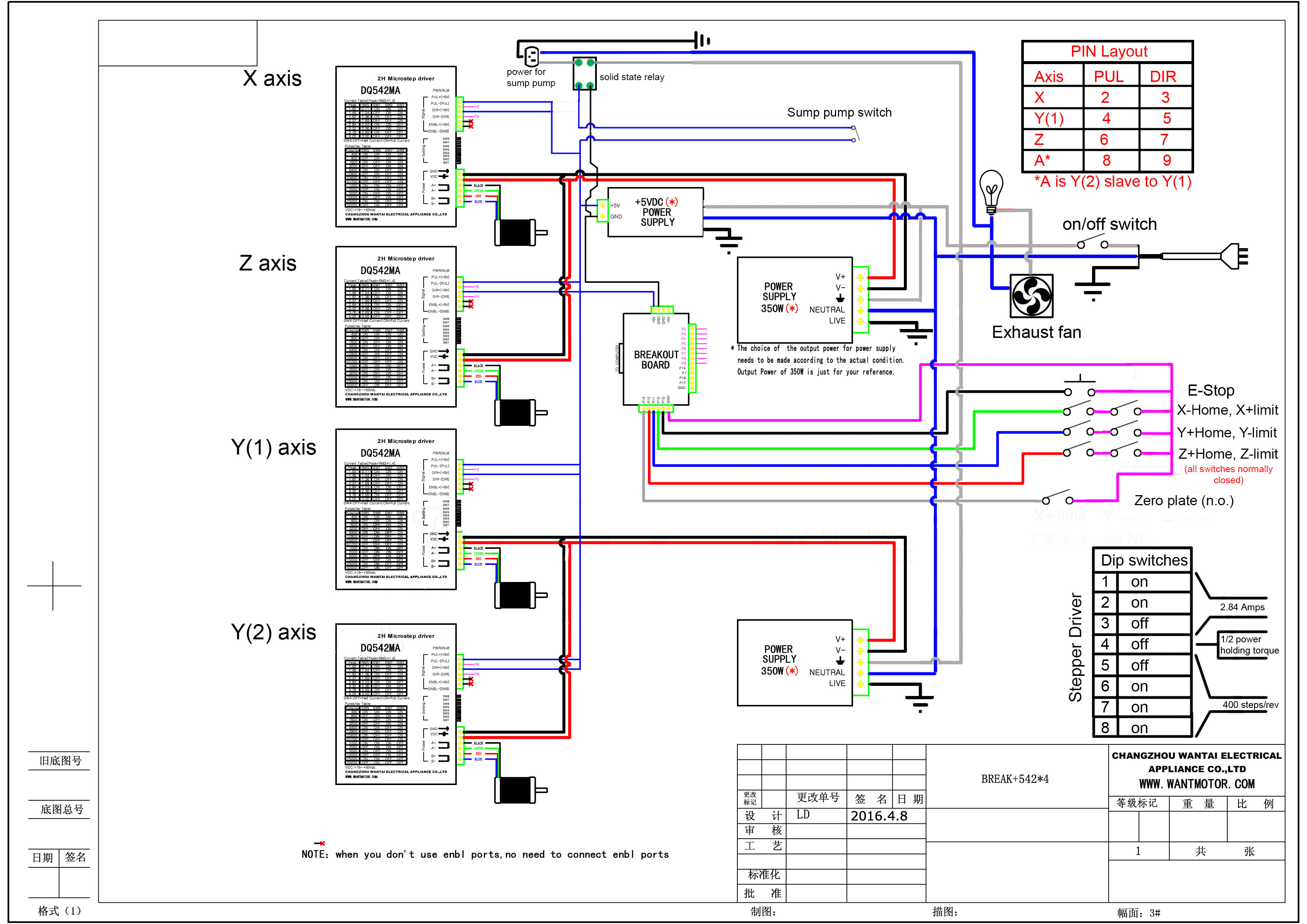 Wiring diagram from Wantai motors -4 axis KJO version rev b.jpg