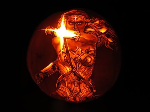 Wonder Woman, a pumpkin carving timelapse.