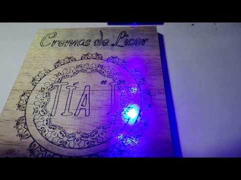 Wood engrave with 2 different laser beam size 2W (3 glass element lens focusable)