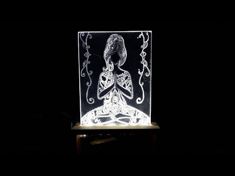 Yoga Girl - Led Lamp CNC engraving on acrylic