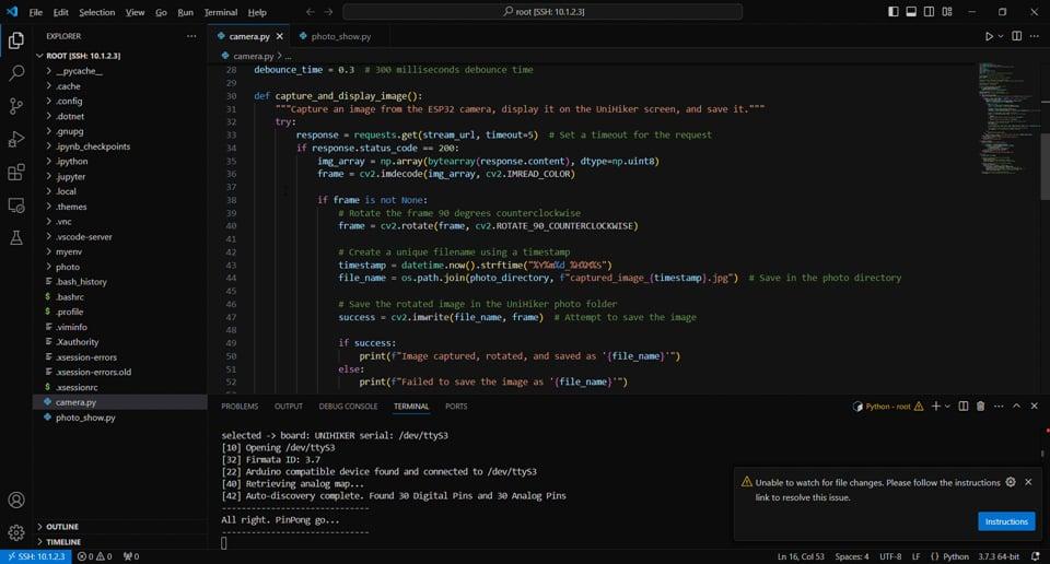 camera.py - root [SSH_ 10.1.2.3] - Visual Studio Code 2024-10-20 01-05-38