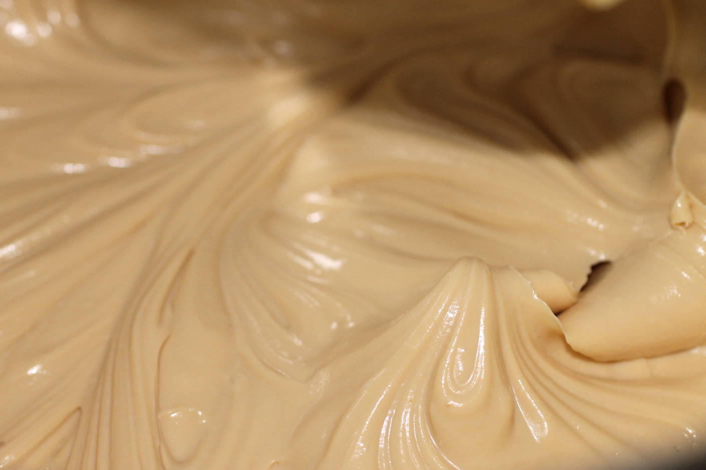 caramel cheesecake mixture ready to spoon into cases and bake.jpg