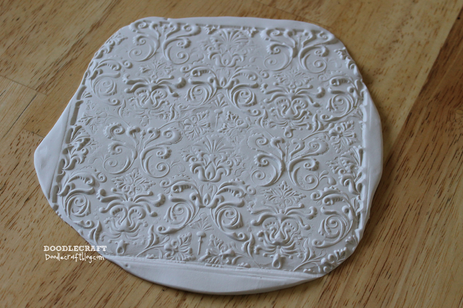 clay jewelry dishes rubber stamp sculpey bake hard oven damask painted diy (3).JPG