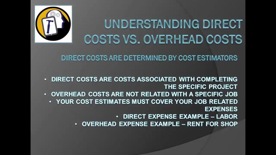 construction estimating 101 chp 09 direct costs vs. overhead costs