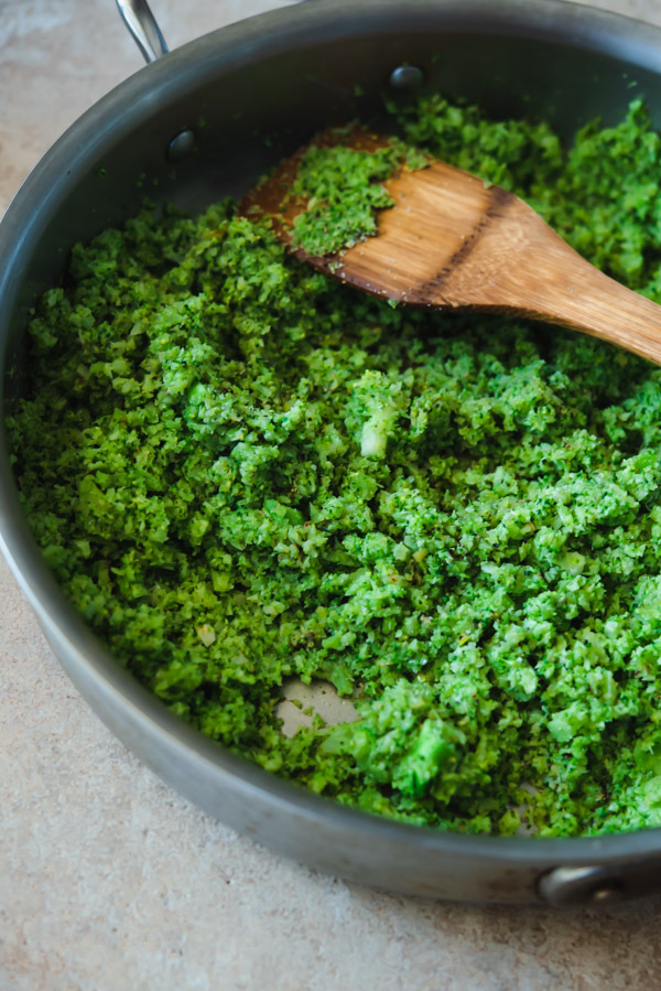 cooked broccoli rice in saute pan (1 of 1).JPG