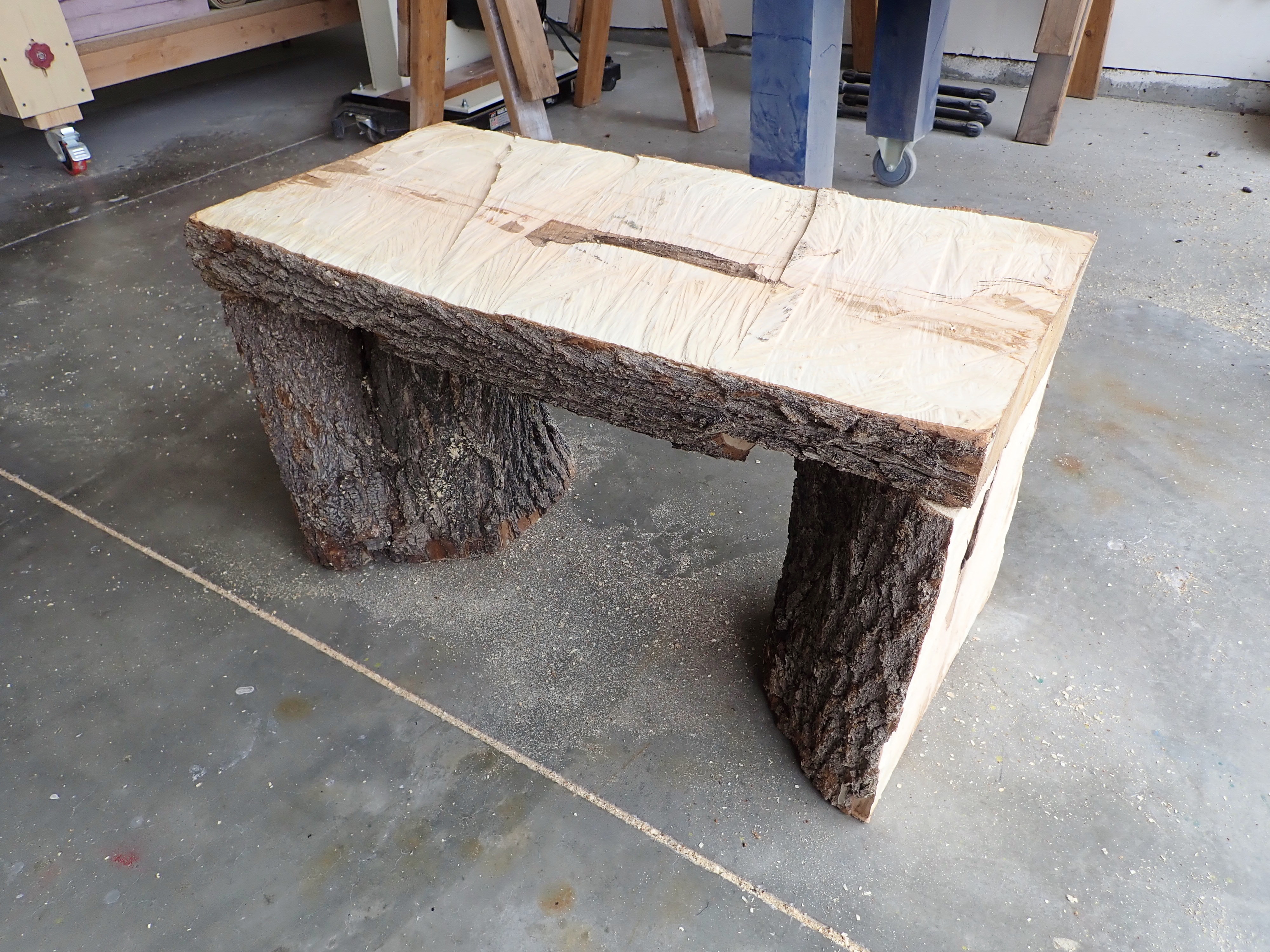 diy make homeade log bench (25).JPG