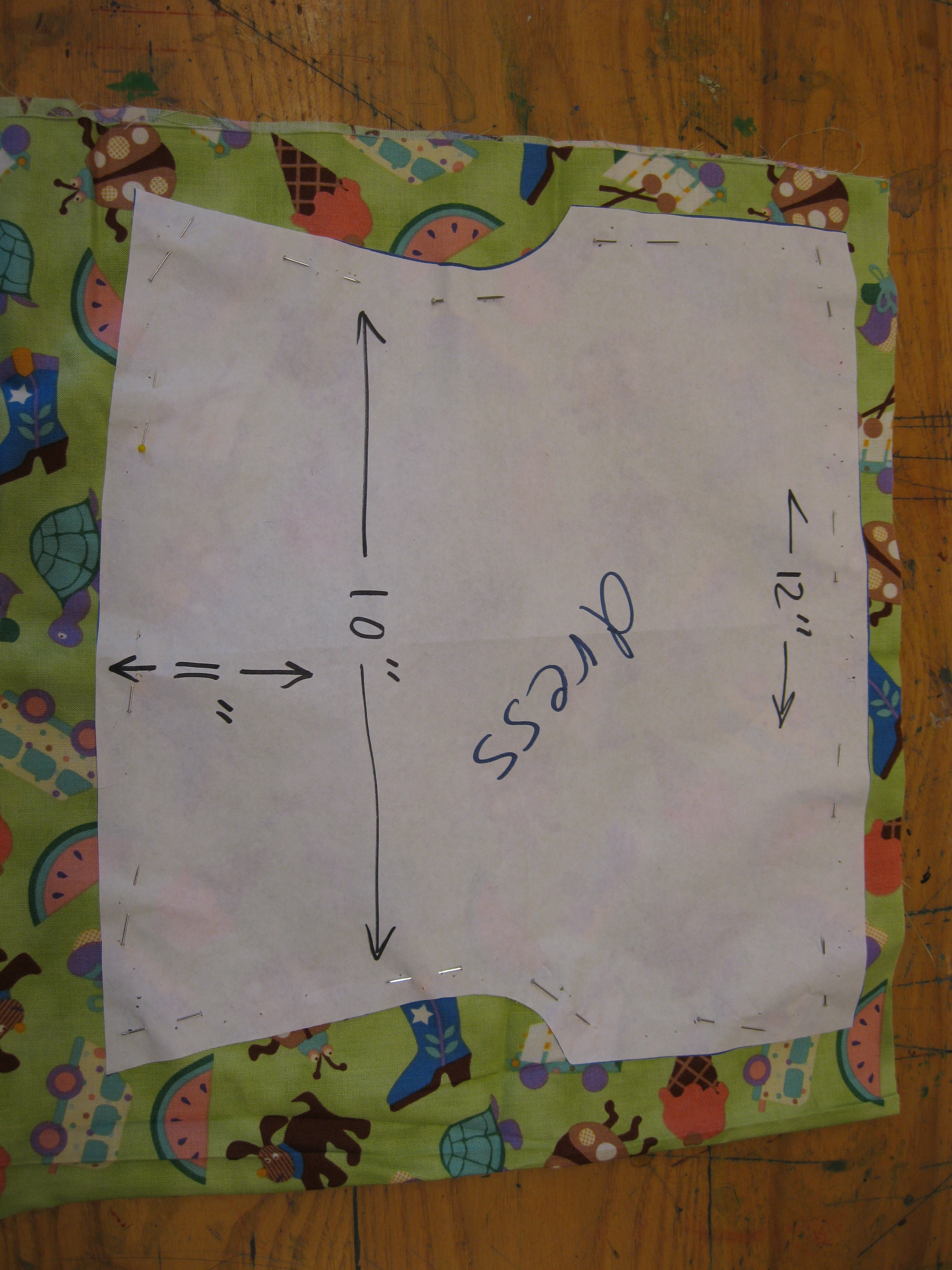 dress pin pattern and cut dress.JPG