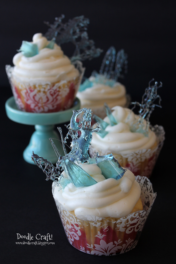 frozen snow cupcakes snowy day icicle hard candy crystal shards doodlecraft  (5).JPG