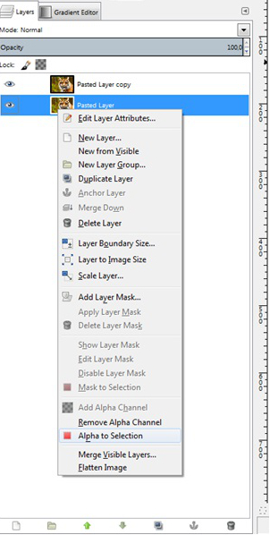 gimp screenshot showing alpha to selection.jpg