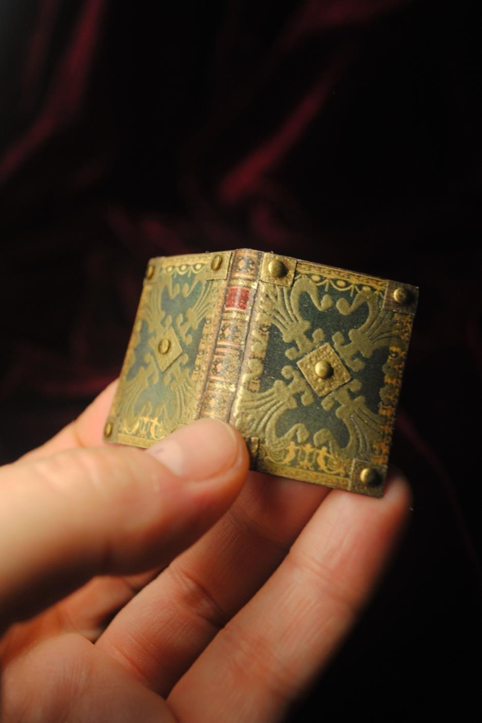 green and gold patterned miniature book.JPG