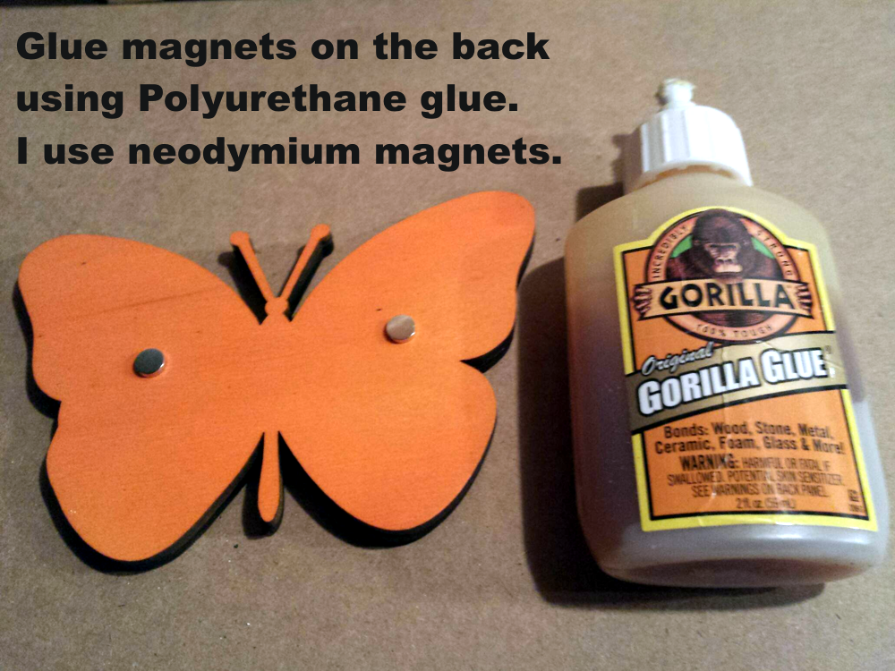 magnets glued on back of butterfly.bmp