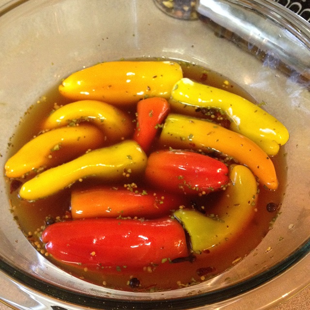 mini sweet peppers marinating in brine.JPG