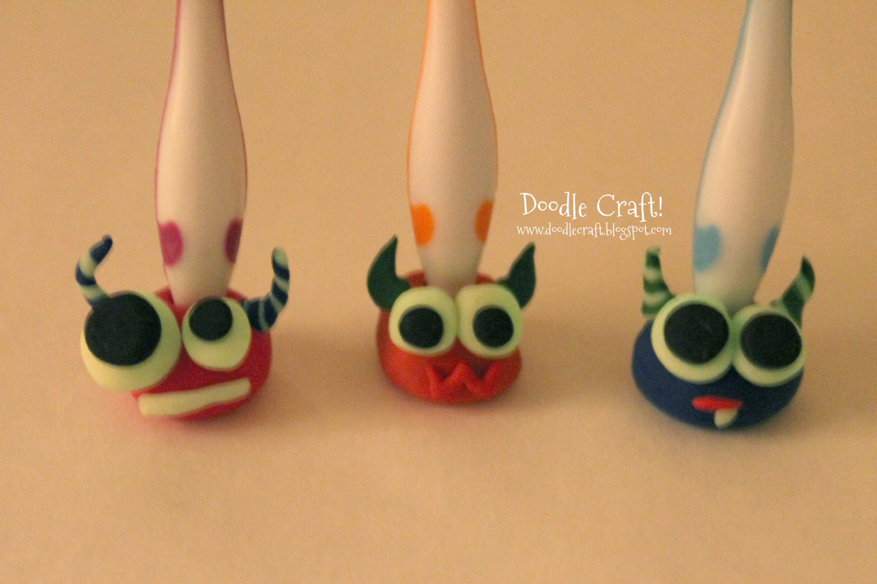 monster glow in the dark fimo sculpey toothbrush buddies holders clay.jpg