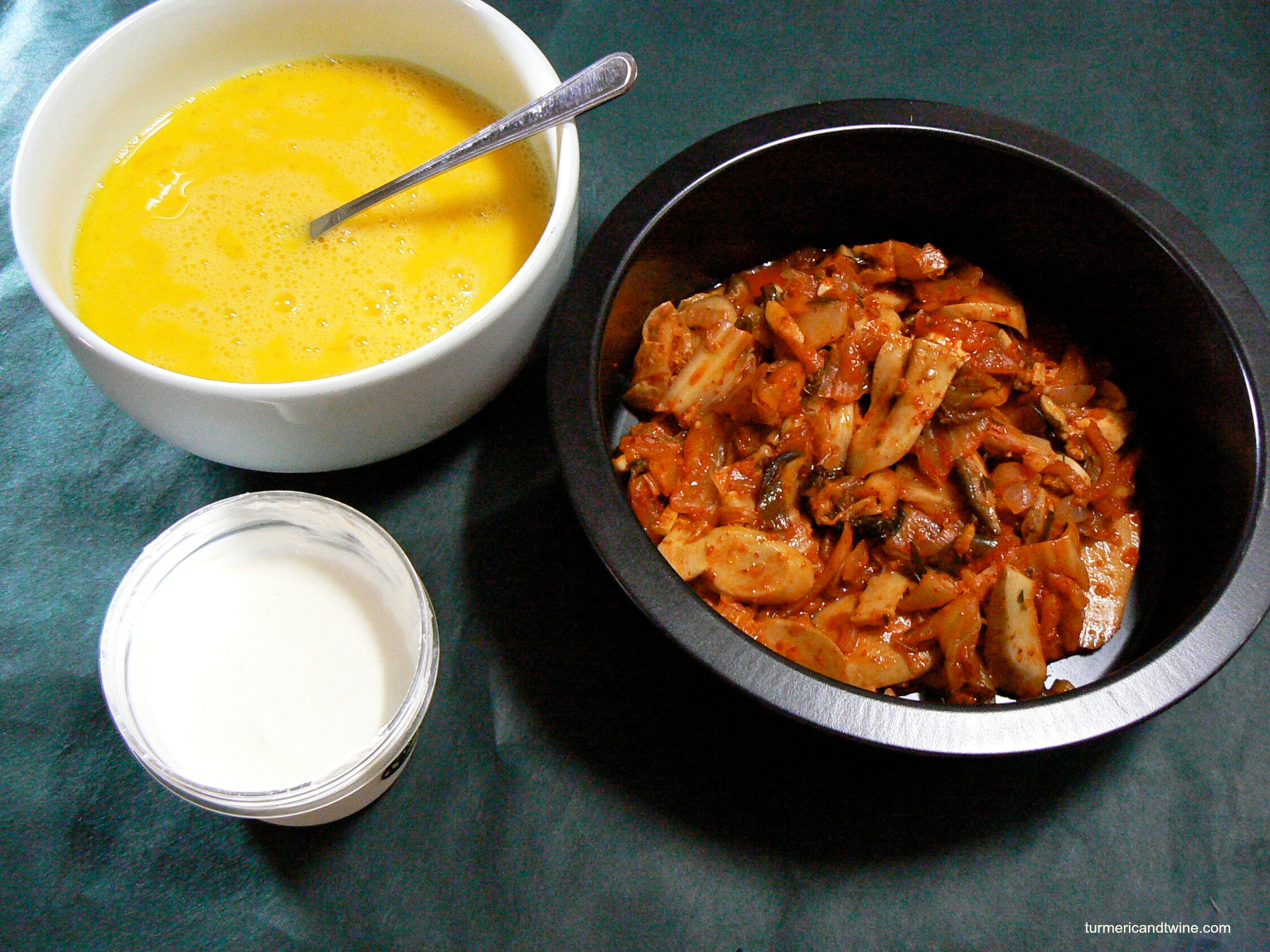 mukeunji kimchi frittata with lemongrass and sour cream ingredients.jpg