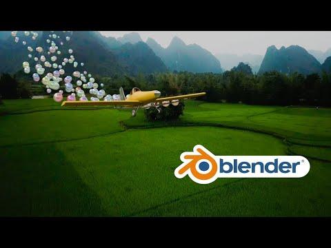 plane fly-by bubble drop | blender animation