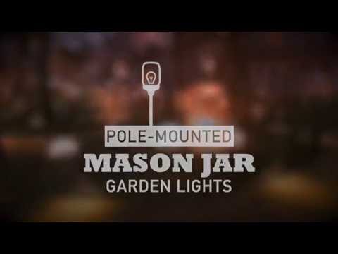 pole mounted mason jar lights