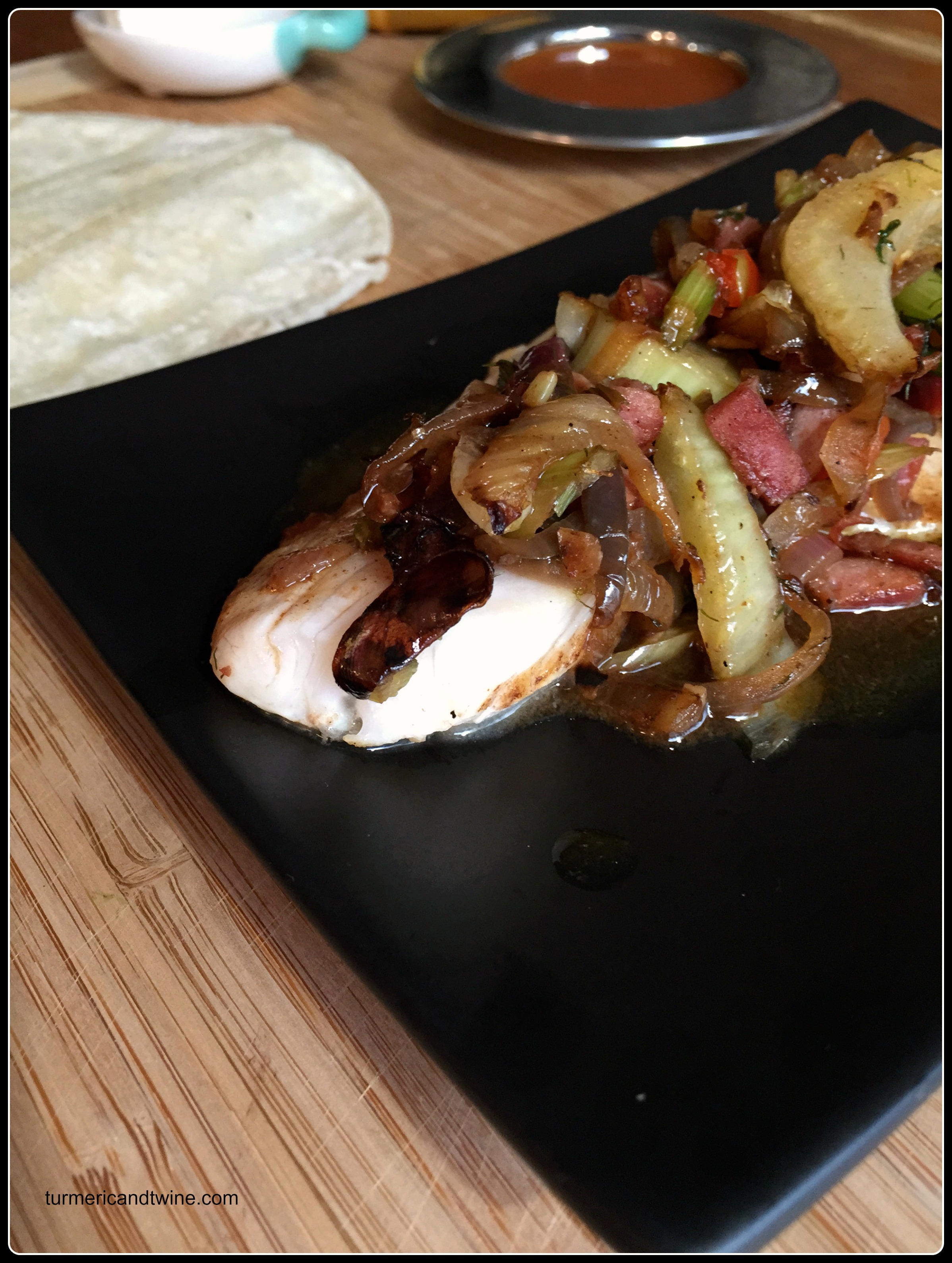 pomegranate molasses marinated tilapia tacos with fennel kielbasa salsa 1.jpg